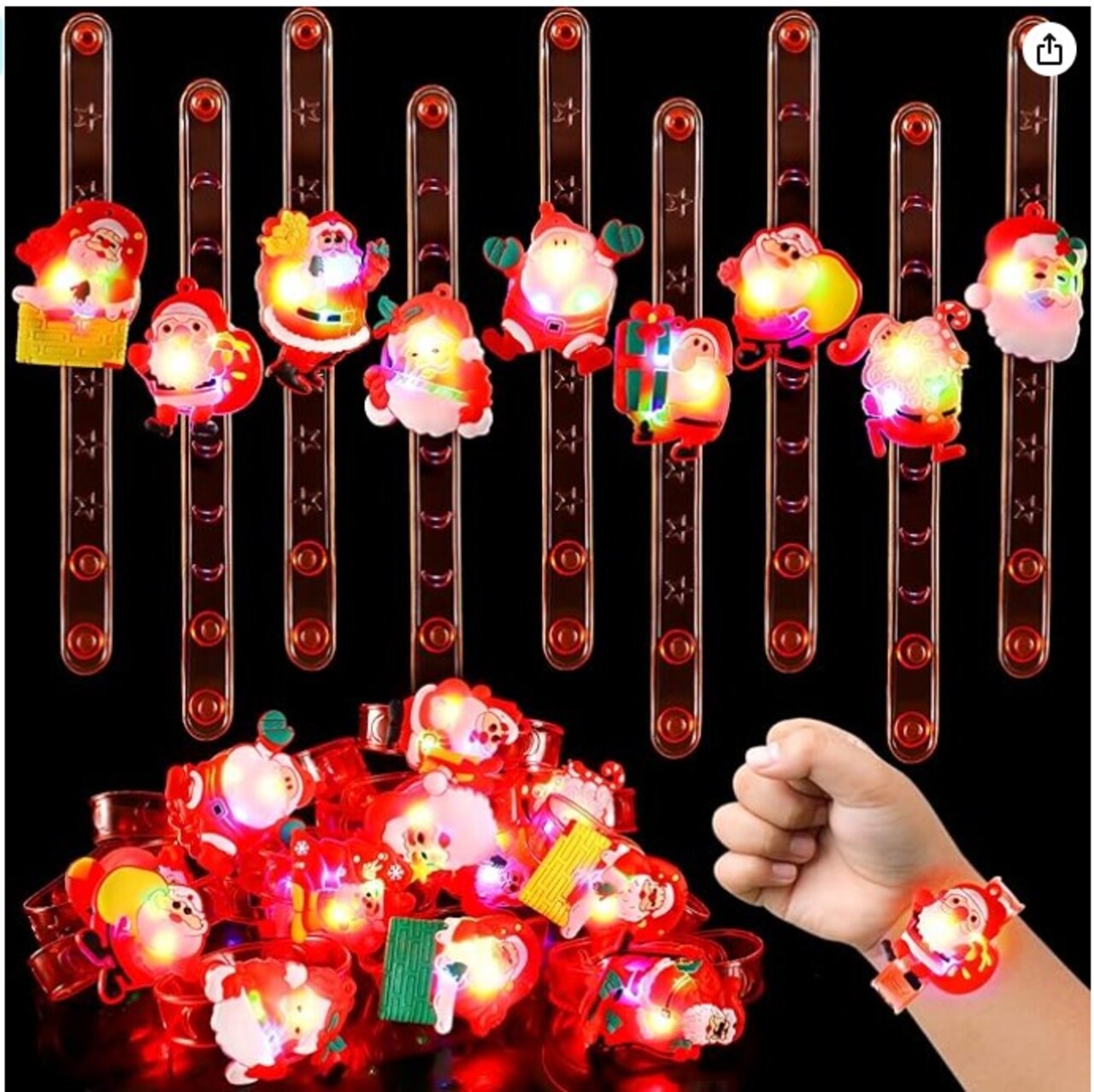 24 Pack Light Up Bracelets Christmas Party Favors Gifts for Kids Boys Girls, Christmas Classroom Prizes.